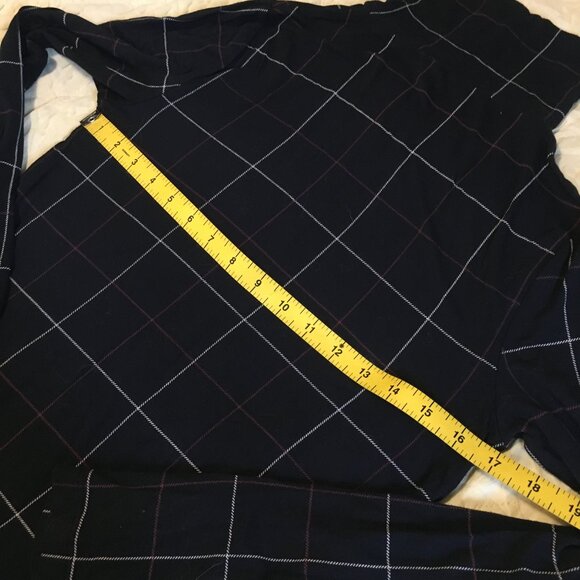 Denver Hayes Black Red White Plaid Mock Neck Viscose Long Sleeve Top XS - Picture 10 of 13